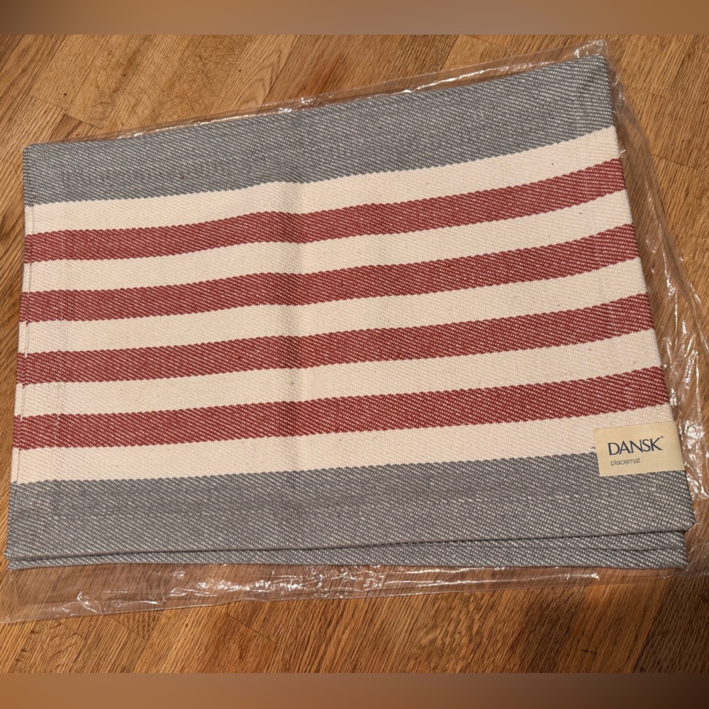 Dansk Red and Gray Striped Table Runner